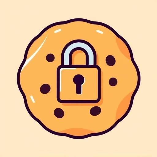 Icône de politique de cookies illustrant un cookie avec un cadenas, symbolisant la confidentialité.