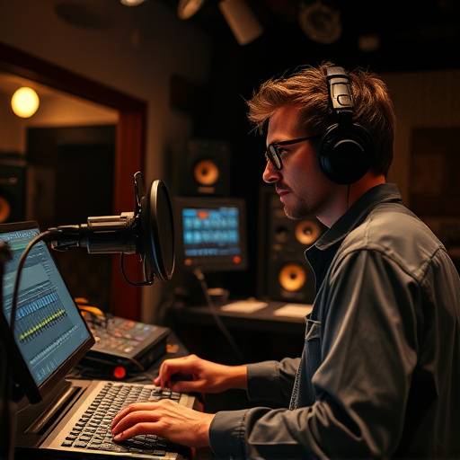 Ingénieur du son travaillant dans un studio